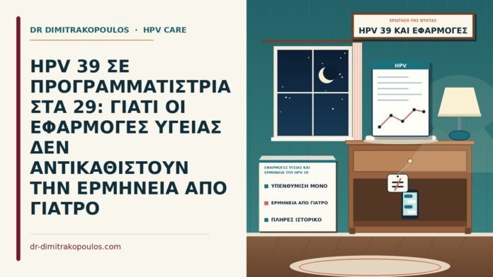 HPV 39 ΣΕ ΠΡΟΓΡΑΜΜΑΤΙΣΤΡΙΑ ΣΤΑ 29: ΓΙΑΤΙ ΟΙ ΕΦΑΡΜΟΓΕΣ ΥΓΕΙΑΣ ΔΕΝ ΑΝΤΙΚΑΘΙΣΤΟΥΝ ΤΗΝ ΕΡΜΗΝΕΙΑ ΑΠΟ ΓΙΑΤΡΟ εφαρμογές υγείας και ερμηνεία του HPV 39