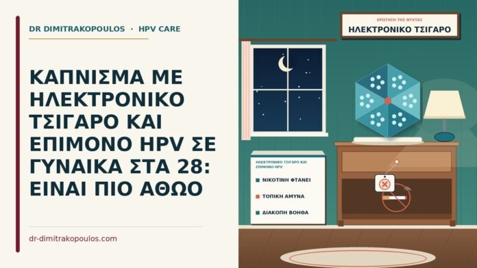 ΚΑΠΝΙΣΜΑ ΜΕ ΗΛΕΚΤΡΟΝΙΚΟ ΤΣΙΓΑΡΟ ΚΑΙ ΕΠΙΜΟΝΟ HPV ΣΕ ΓΥΝΑΙΚΑ ΣΤΑ 28: ΕΙΝΑΙ ΠΙΟ ΑΘΩΟ ηλεκτρονικό τσιγάρο και επίμονο HPV