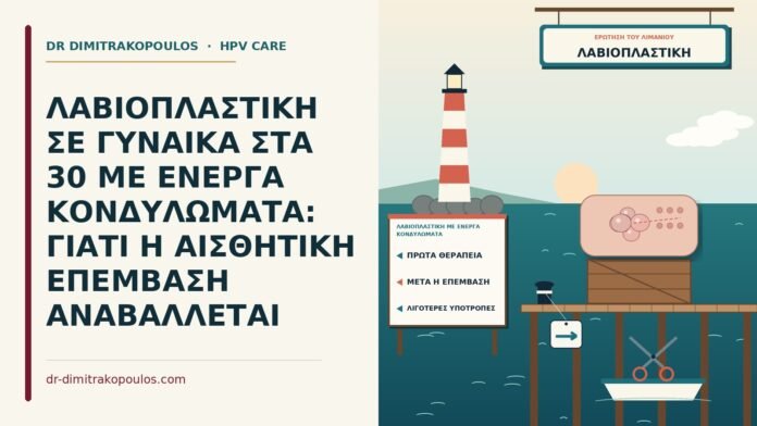 ΛΑΒΙΟΠΛΑΣΤΙΚΗ ΣΕ ΓΥΝΑΙΚΑ ΣΤΑ 30 ΜΕ ΕΝΕΡΓΑ ΚΟΝΔΥΛΩΜΑΤΑ: ΓΙΑΤΙ Η ΑΙΣΘΗΤΙΚΗ ΕΠΕΜΒΑΣΗ ΑΝΑΒΑΛΛΕΤΑΙ λαβιοπλαστική με ενεργά κονδυλώματα