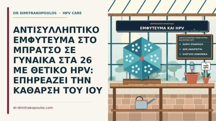 ΑΝΤΙΣΥΛΛΗΠΤΙΚΟ ΕΜΦΥΤΕΥΜΑ ΣΤΟ ΜΠΡΑΤΣΟ ΣΕ ΓΥΝΑΙΚΑ ΣΤΑ 26 ΜΕ ΘΕΤΙΚΟ HPV: ΕΠΗΡΕΑΖΕΙ ΤΗΝ ΚΑΘΑΡΣΗ ΤΟΥ ΙΟΥ αντισυλληπτικό εμφύτευμα και θετικό HPV