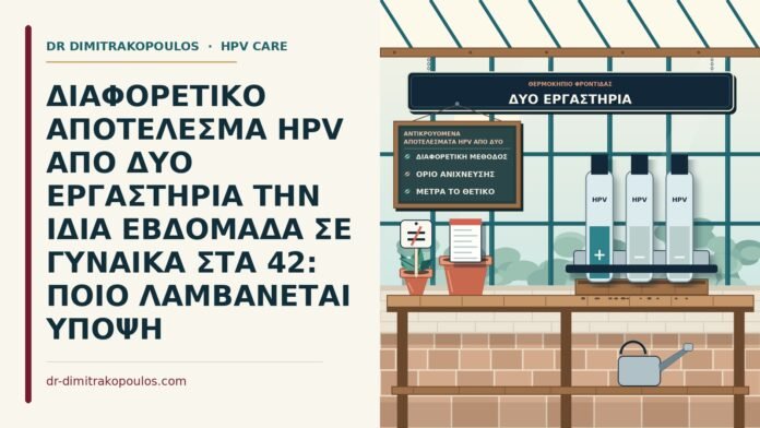 ΔΙΑΦΟΡΕΤΙΚΟ ΑΠΟΤΕΛΕΣΜΑ HPV ΑΠΟ ΔΥΟ ΕΡΓΑΣΤΗΡΙΑ ΤΗΝ ΙΔΙΑ ΕΒΔΟΜΑΔΑ ΣΕ ΓΥΝΑΙΚΑ ΣΤΑ 42: ΠΟΙΟ ΛΑΜΒΑΝΕΤΑΙ ΥΠΟΨΗ αντικρουόμενα αποτελέσματα HPV από δύο εργαστήρια