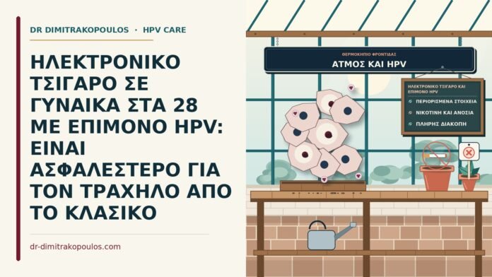 ΗΛΕΚΤΡΟΝΙΚΟ ΤΣΙΓΑΡΟ ΣΕ ΓΥΝΑΙΚΑ ΣΤΑ 28 ΜΕ ΕΠΙΜΟΝΟ HPV: ΕΙΝΑΙ ΑΣΦΑΛΕΣΤΕΡΟ ΓΙΑ ΤΟΝ ΤΡΑΧΗΛΟ ΑΠΟ ΤΟ ΚΛΑΣΙΚΟ ηλεκτρονικό τσιγάρο και επίμονο HPV