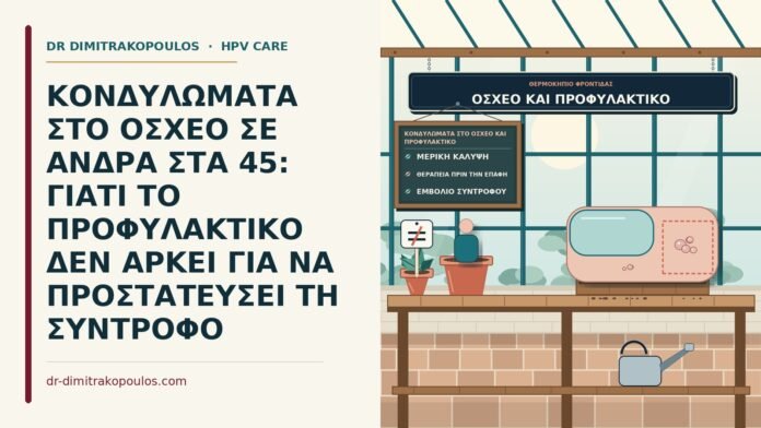 ΚΟΝΔΥΛΩΜΑΤΑ ΣΤΟ ΟΣΧΕΟ ΣΕ ΑΝΔΡΑ ΣΤΑ 45: ΓΙΑΤΙ ΤΟ ΠΡΟΦΥΛΑΚΤΙΚΟ ΔΕΝ ΑΡΚΕΙ ΓΙΑ ΝΑ ΠΡΟΣΤΑΤΕΥΣΕΙ ΤΗ ΣΥΝΤΡΟΦΟ κονδυλώματα στο όσχεο και προφυλακτικό