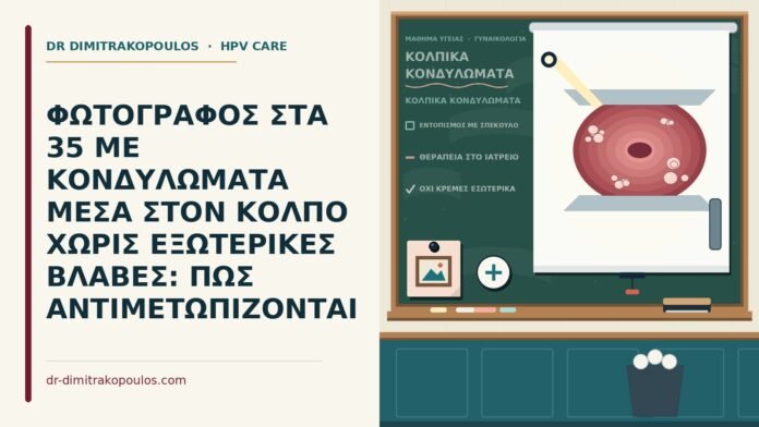 ΦΩΤΟΓΡΑΦΟΣ ΣΤΑ 35 ΜΕ ΚΟΝΔΥΛΩΜΑΤΑ ΜΕΣΑ ΣΤΟΝ ΚΟΛΠΟ ΧΩΡΙΣ ΕΞΩΤΕΡΙΚΕΣ ΒΛΑΒΕΣ: ΠΩΣ ΑΝΤΙΜΕΤΩΠΙΖΟΝΤΑΙ κολπικά κονδυλώματα