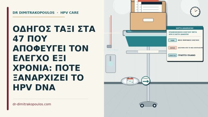 ΟΔΗΓΟΣ ΤΑΞΙ ΣΤΑ 47 ΠΟΥ ΑΠΟΦΕΥΓΕΙ ΤΟΝ ΕΛΕΓΧΟ ΕΞΙ ΧΡΟΝΙΑ: ΠΟΤΕ ΞΑΝΑΡΧΙΖΕΙ ΤΟ HPV DNA επανεκκίνηση ελέγχου μετά από εξαετή διακοπή