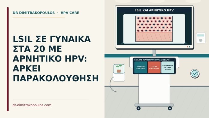 LSIL ΣΕ ΓΥΝΑΙΚΑ ΣΤΑ 20 ΜΕ ΑΡΝΗΤΙΚΟ HPV: ΑΡΚΕΙ ΠΑΡΑΚΟΛΟΥΘΗΣΗ LSIL με αρνητικό HPV σε νεαρή