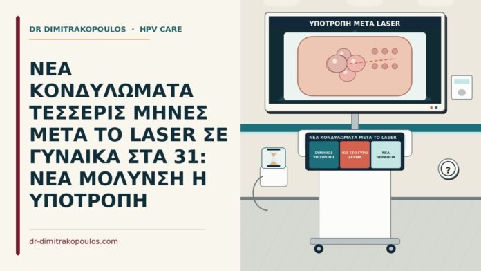 ΝΕΑ ΚΟΝΔΥΛΩΜΑΤΑ ΤΕΣΣΕΡΙΣ ΜΗΝΕΣ ΜΕΤΑ ΤΟ LASER ΣΕ ΓΥΝΑΙΚΑ ΣΤΑ 31: ΝΕΑ ΜΟΛΥΝΣΗ Η ΥΠΟΤΡΟΠΗ νέα κονδυλώματα μετά το laser