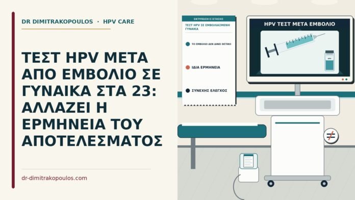 ΤΕΣΤ HPV ΜΕΤΑ ΑΠΟ ΕΜΒΟΛΙΟ ΣΕ ΓΥΝΑΙΚΑ ΣΤΑ 23: ΑΛΛΑΖΕΙ Η ΕΡΜΗΝΕΙΑ ΤΟΥ ΑΠΟΤΕΛΕΣΜΑΤΟΣ τεστ HPV σε εμβολιασμένη γυναίκα