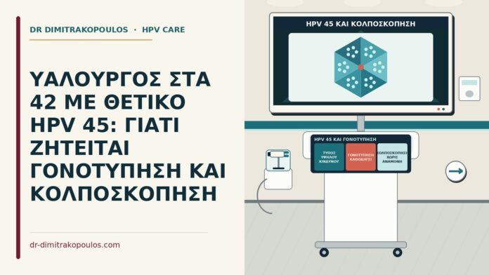 ΥΑΛΟΥΡΓΟΣ ΣΤΑ 42 ΜΕ ΘΕΤΙΚΟ HPV 45: ΓΙΑΤΙ ΖΗΤΕΙΤΑΙ ΓΟΝΟΤΥΠΗΣΗ ΚΑΙ ΚΟΛΠΟΣΚΟΠΗΣΗ HPV 45 και γονοτύπηση