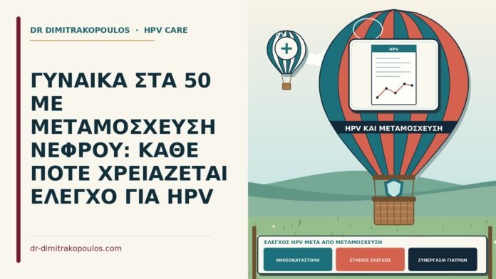 ΓΥΝΑΙΚΑ ΣΤΑ 50 ΜΕ ΜΕΤΑΜΟΣΧΕΥΣΗ ΝΕΦΡΟΥ: ΚΑΘΕ ΠΟΤΕ ΧΡΕΙΑΖΕΤΑΙ ΕΛΕΓΧΟ ΓΙΑ HPV έλεγχος HPV μετά από μεταμόσχευση