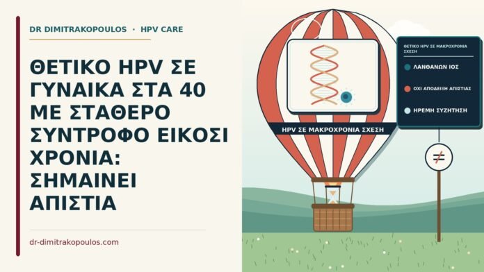 ΘΕΤΙΚΟ HPV ΣΕ ΓΥΝΑΙΚΑ ΣΤΑ 40 ΜΕ ΣΤΑΘΕΡΟ ΣΥΝΤΡΟΦΟ ΕΙΚΟΣΙ ΧΡΟΝΙΑ: ΣΗΜΑΙΝΕΙ ΑΠΙΣΤΙΑ θετικό HPV σε μακροχρόνια σχέση