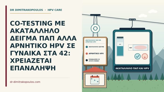 CO-TESTING ΜΕ ΑΚΑΤΑΛΛΗΛΟ ΔΕΙΓΜΑ ΠΑΠ ΑΛΛΑ ΑΡΝΗΤΙΚΟ HPV ΣΕ ΓΥΝΑΙΚΑ ΣΤΑ 42: ΧΡΕΙΑΖΕΤΑΙ ΕΠΑΝΑΛΗΨΗ ακατάλληλο Παπ με αρνητικό HPV