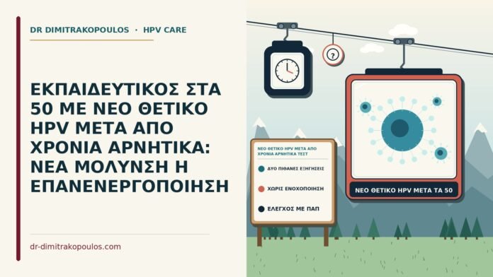 ΕΚΠΑΙΔΕΥΤΙΚΟΣ ΣΤΑ 50 ΜΕ ΝΕΟ ΘΕΤΙΚΟ HPV ΜΕΤΑ ΑΠΟ ΧΡΟΝΙΑ ΑΡΝΗΤΙΚΑ: ΝΕΑ ΜΟΛΥΝΣΗ Η ΕΠΑΝΕΝΕΡΓΟΠΟΙΗΣΗ νέο θετικό HPV μετά από χρόνια αρνητικά τεστ