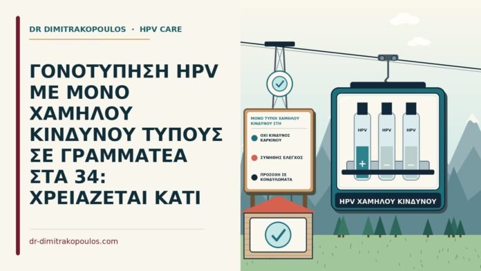 ΓΟΝΟΤΥΠΗΣΗ HPV ΜΕ ΜΟΝΟ ΧΑΜΗΛΟΥ ΚΙΝΔΥΝΟΥ ΤΥΠΟΥΣ ΣΕ ΓΡΑΜΜΑΤΕΑ ΣΤΑ 34: ΧΡΕΙΑΖΕΤΑΙ ΚΑΤΙ μόνο τύποι χαμηλού κινδύνου στη γονοτύπηση