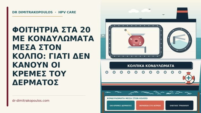 ΦΟΙΤΗΤΡΙΑ ΣΤΑ 20 ΜΕ ΚΟΝΔΥΛΩΜΑΤΑ ΜΕΣΑ ΣΤΟΝ ΚΟΛΠΟ: ΓΙΑΤΙ ΔΕΝ ΚΑΝΟΥΝ ΟΙ ΚΡΕΜΕΣ ΤΟΥ ΔΕΡΜΑΤΟΣ κονδυλώματα μέσα στον κόλπο