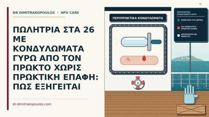 ΠΩΛΗΤΡΙΑ ΣΤΑ 26 ΜΕ ΚΟΝΔΥΛΩΜΑΤΑ ΓΥΡΩ ΑΠΟ ΤΟΝ ΠΡΩΚΤΟ ΧΩΡΙΣ ΠΡΩΚΤΙΚΗ ΕΠΑΦΗ: ΠΩΣ ΕΞΗΓΕΙΤΑΙ περιπρωκτικά κονδυλώματα χωρίς πρωκτική επαφή