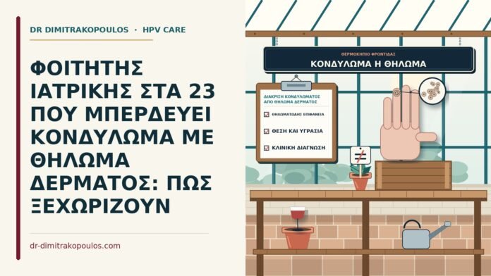 ΦΟΙΤΗΤΗΣ ΙΑΤΡΙΚΗΣ ΣΤΑ 23 ΠΟΥ ΜΠΕΡΔΕΥΕΙ ΚΟΝΔΥΛΩΜΑ ΜΕ ΘΗΛΩΜΑ ΔΕΡΜΑΤΟΣ: ΠΩΣ ΞΕΧΩΡΙΖΟΥΝ διάκριση κονδυλώματος από θήλωμα δέρματος