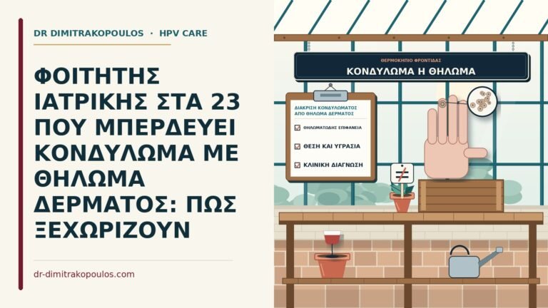 διάκριση κονδυλώματος από θήλωμα δέρματος