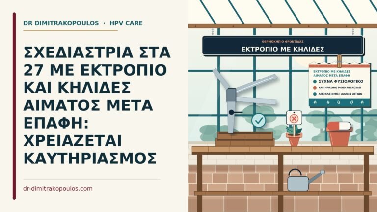 εκτρόπιο με κηλίδες αίματος μετά επαφή