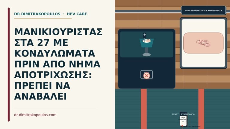 νήμα αποτρίχωσης σε περιοχή με κονδυλώματα
