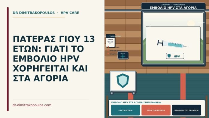 ΠΑΤΕΡΑΣ ΓΙΟΥ 13 ΕΤΩΝ: ΓΙΑΤΙ ΤΟ ΕΜΒΟΛΙΟ HPV ΧΟΡΗΓΕΙΤΑΙ ΚΑΙ ΣΤΑ ΑΓΟΡΙΑ εμβόλιο HPV στα αγόρια στην εφηβεία