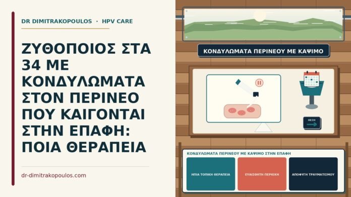 ΖΥΘΟΠΟΙΟΣ ΣΤΑ 34 ΜΕ ΚΟΝΔΥΛΩΜΑΤΑ ΣΤΟΝ ΠΕΡΙΝΕΟ ΠΟΥ ΚΑΙΓΟΝΤΑΙ ΣΤΗΝ ΕΠΑΦΗ: ΠΟΙΑ ΘΕΡΑΠΕΙΑ κονδυλώματα περινέου με κάψιμο στην επαφή