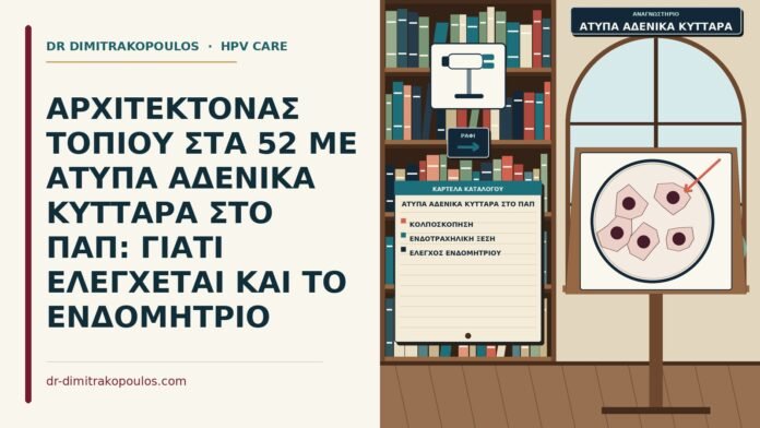 ΑΡΧΙΤΕΚΤΟΝΑΣ ΤΟΠΙΟΥ ΣΤΑ 52 ΜΕ ΑΤΥΠΑ ΑΔΕΝΙΚΑ ΚΥΤΤΑΡΑ ΣΤΟ ΠΑΠ: ΓΙΑΤΙ ΕΛΕΓΧΕΤΑΙ ΚΑΙ ΤΟ ΕΝΔΟΜΗΤΡΙΟ άτυπα αδενικά κύτταρα στο Παπ