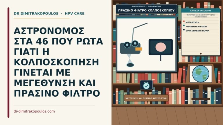 μεγέθυνση και πράσινο φίλτρο στην κολποσκόπηση