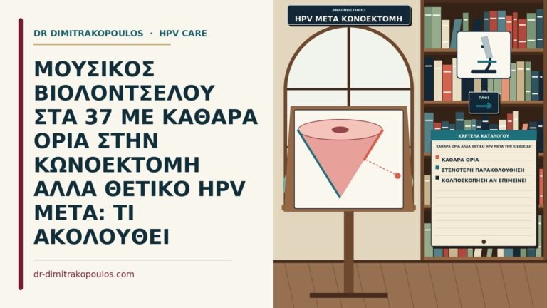 καθαρά όρια αλλά θετικό HPV μετά την κωνοειδή