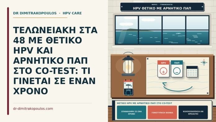 ΤΕΛΩΝΕΙΑΚΗ ΣΤΑ 48 ΜΕ ΘΕΤΙΚΟ HPV ΚΑΙ ΑΡΝΗΤΙΚΟ ΠΑΠ ΣΤΟ CO-TEST: ΤΙ ΓΙΝΕΤΑΙ ΣΕ ΕΝΑΝ ΧΡΟΝΟ θετικό HPV με αρνητικό Παπ στο co-test