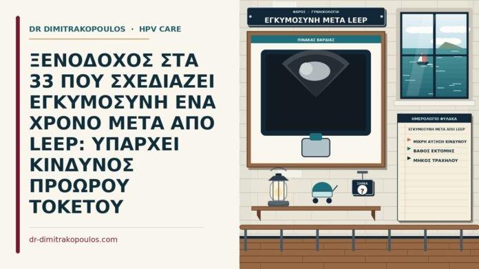 ΞΕΝΟΔΟΧΟΣ ΣΤΑ 33 ΠΟΥ ΣΧΕΔΙΑΖΕΙ ΕΓΚΥΜΟΣΥΝΗ ΕΝΑ ΧΡΟΝΟ ΜΕΤΑ ΑΠΟ LEEP: ΥΠΑΡΧΕΙ ΚΙΝΔΥΝΟΣ ΠΡΟΩΡΟΥ ΤΟΚΕΤΟΥ εγκυμοσύνη μετά από LEEP