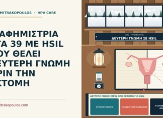 ΔΙΑΦΗΜΙΣΤΡΙΑ ΣΤΑ 39 ΜΕ HSIL ΠΟΥ ΘΕΛΕΙ ΔΕΥΤΕΡΗ ΓΝΩΜΗ ΠΡΙΝ ΤΗΝ ΕΚΤΟΜΗ δεύτερη γνώμη πριν από εκτομή για HSIL