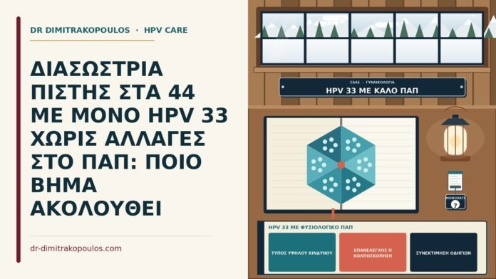 ΔΙΑΣΩΣΤΡΙΑ ΠΙΣΤΗΣ ΣΤΑ 44 ΜΕ ΜΟΝΟ HPV 33 ΧΩΡΙΣ ΑΛΛΑΓΕΣ ΣΤΟ ΠΑΠ: ΠΟΙΟ ΒΗΜΑ ΑΚΟΛΟΥΘΕΙ HPV 33 με φυσιολογικό Παπ