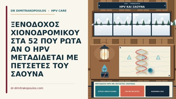 ΞΕΝΟΔΟΧΟΣ ΧΙΟΝΟΔΡΟΜΙΚΟΥ ΣΤΑ 52 ΠΟΥ ΡΩΤΑ ΑΝ Ο HPV ΜΕΤΑΔΙΔΕΤΑΙ ΜΕ ΠΕΤΣΕΤΕΣ ΤΟΥ ΣΑΟΥΝΑ μετάδοση HPV με πετσέτες σάουνας