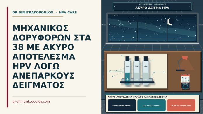 ΜΗΧΑΝΙΚΟΣ ΔΟΡΥΦΟΡΩΝ ΣΤΑ 38 ΜΕ ΑΚΥΡΟ ΑΠΟΤΕΛΕΣΜΑ HPV ΛΟΓΩ ΑΝΕΠΑΡΚΟΥΣ ΔΕΙΓΜΑΤΟΣ άκυρο αποτέλεσμα HPV από ανεπαρκές δείγμα