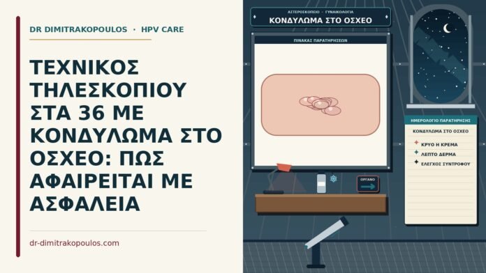 ΤΕΧΝΙΚΟΣ ΤΗΛΕΣΚΟΠΙΟΥ ΣΤΑ 36 ΜΕ ΚΟΝΔΥΛΩΜΑ ΣΤΟ ΟΣΧΕΟ: ΠΩΣ ΑΦΑΙΡΕΙΤΑΙ ΜΕ ΑΣΦΑΛΕΙΑ κονδύλωμα στο όσχεο