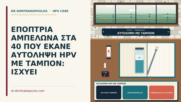 ΕΠΟΠΤΡΙΑ ΑΜΠΕΛΩΝΑ ΣΤΑ 40 ΠΟΥ ΕΚΑΝΕ ΑΥΤΟΛΗΨΗ HPV ΜΕ ΤΑΜΠΟΝ: ΙΣΧΥΕΙ αυτολήψη HPV με ταμπόν