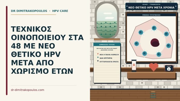 ΤΕΧΝΙΚΟΣ ΟΙΝΟΠΟΙΕΙΟΥ ΣΤΑ 48 ΜΕ ΝΕΟ ΘΕΤΙΚΟ HPV ΜΕΤΑ ΑΠΟ ΧΩΡΙΣΜΟ ΕΤΩΝ νέο θετικό HPV μετά από μακρύ διάλειμμα σχέσεων