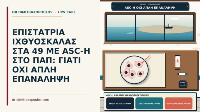 ΕΠΙΣΤΑΤΡΙΑ ΙΧΘΥΟΣΚΑΛΑΣ ΣΤΑ 49 ΜΕ ASC-H ΣΤΟ ΠΑΠ: ΓΙΑΤΙ ΟΧΙ ΑΠΛΗ ΕΠΑΝΑΛΗΨΗ ASC-H και ανάγκη κολποσκόπησης