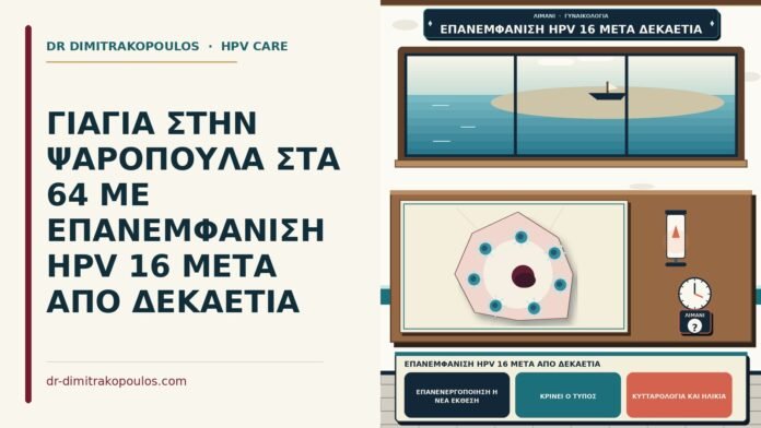 ΓΙΑΓΙΑ ΣΤΗΝ ΨΑΡΟΠΟΥΛΑ ΣΤΑ 64 ΜΕ ΕΠΑΝΕΜΦΑΝΙΣΗ HPV 16 ΜΕΤΑ ΑΠΟ ΔΕΚΑΕΤΙΑ επανεμφάνιση HPV 16 μετά από δεκαετία