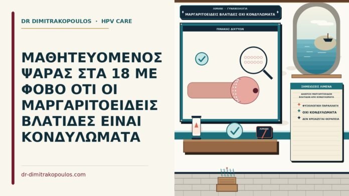 ΜΑΘΗΤΕΥΟΜΕΝΟΣ ΨΑΡΑΣ ΣΤΑ 18 ΜΕ ΦΟΒΟ ΟΤΙ ΟΙ ΜΑΡΓΑΡΙΤΟΕΙΔΕΙΣ ΒΛΑΤΙΔΕΣ ΕΙΝΑΙ ΚΟΝΔΥΛΩΜΑΤΑ διάκριση μαργαριτοειδών βλατίδων από κονδυλώματα