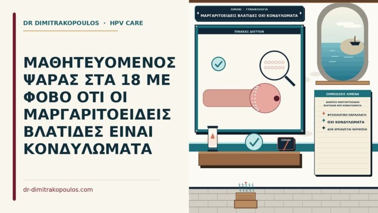 διάκριση μαργαριτοειδών βλατίδων από κονδυλώματα