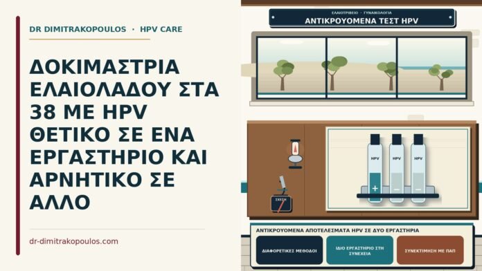 ΔΟΚΙΜΑΣΤΡΙΑ ΕΛΑΙΟΛΑΔΟΥ ΣΤΑ 38 ΜΕ HPV ΘΕΤΙΚΟ ΣΕ ΕΝΑ ΕΡΓΑΣΤΗΡΙΟ ΚΑΙ ΑΡΝΗΤΙΚΟ ΣΕ ΑΛΛΟ αντικρουόμενα αποτελέσματα HPV σε δύο εργαστήρια