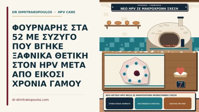 ΦΟΥΡΝΑΡΗΣ ΣΤΑ 52 ΜΕ ΣΥΖΥΓΟ ΠΟΥ ΒΓΗΚΕ ΞΑΦΝΙΚΑ ΘΕΤΙΚΗ ΣΤΟΝ HPV ΜΕΤΑ ΑΠΟ ΕΙΚΟΣΙ ΧΡΟΝΙΑ ΓΑΜΟΥ νέο θετικό HPV μέσα σε μακρόχρονη μονογαμική σχέση