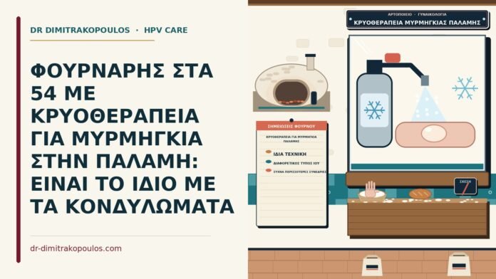 ΦΟΥΡΝΑΡΗΣ ΣΤΑ 54 ΜΕ ΚΡΥΟΘΕΡΑΠΕΙΑ ΓΙΑ ΜΥΡΜΗΓΚΙΑ ΣΤΗΝ ΠΑΛΑΜΗ: ΕΙΝΑΙ ΤΟ ΙΔΙΟ ΜΕ ΤΑ ΚΟΝΔΥΛΩΜΑΤΑ κρυοθεραπεία για μυρμηγκιά παλάμης