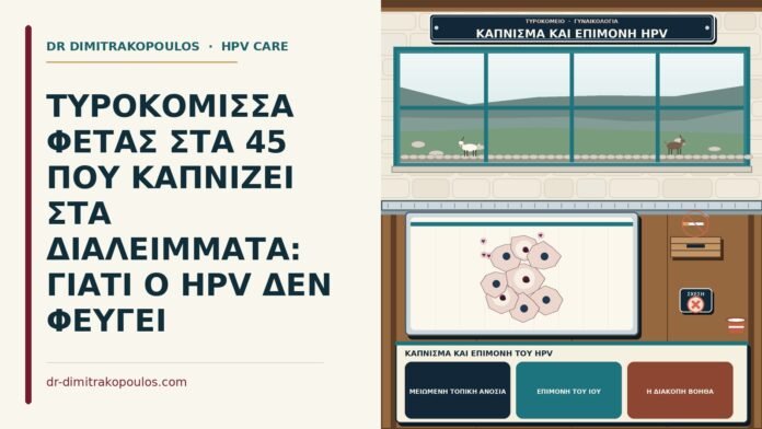 ΤΥΡΟΚΟΜΙΣΣΑ ΦΕΤΑΣ ΣΤΑ 45 ΠΟΥ ΚΑΠΝΙΖΕΙ ΣΤΑ ΔΙΑΛΕΙΜΜΑΤΑ: ΓΙΑΤΙ Ο HPV ΔΕΝ ΦΕΥΓΕΙ κάπνισμα και επιμονή του HPV