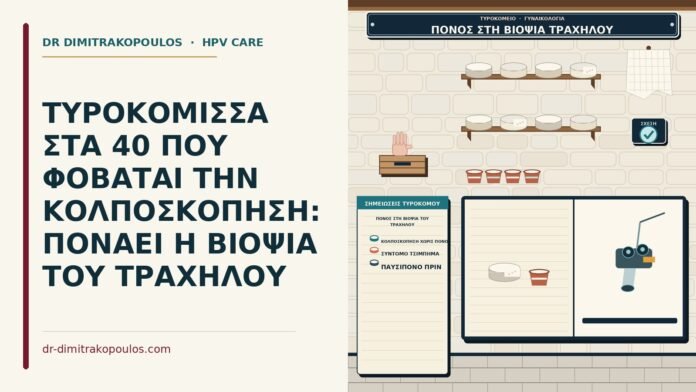 ΤΥΡΟΚΟΜΙΣΣΑ ΣΤΑ 40 ΠΟΥ ΦΟΒΑΤΑΙ ΤΗΝ ΚΟΛΠΟΣΚΟΠΗΣΗ: ΠΟΝΑΕΙ Η ΒΙΟΨΙΑ ΤΟΥ ΤΡΑΧΗΛΟΥ πόνος στη βιοψία του τραχήλου