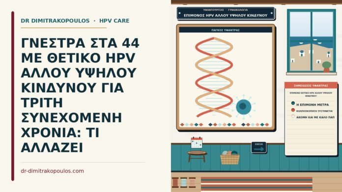 ΓΝΕΣΤΡΑ ΣΤΑ 44 ΜΕ ΘΕΤΙΚΟ HPV ΑΛΛΟΥ ΥΨΗΛΟΥ ΚΙΝΔΥΝΟΥ ΓΙΑ ΤΡΙΤΗ ΣΥΝΕΧΟΜΕΝΗ ΧΡΟΝΙΑ: ΤΙ ΑΛΛΑΖΕΙ επίμονο θετικό HPV άλλου υψηλού κινδύνου