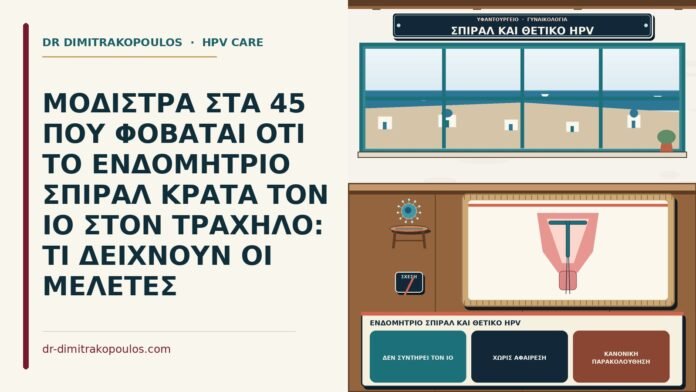 ΜΟΔΙΣΤΡΑ ΣΤΑ 45 ΠΟΥ ΦΟΒΑΤΑΙ ΟΤΙ ΤΟ ΕΝΔΟΜΗΤΡΙΟ ΣΠΙΡΑΛ ΚΡΑΤΑ ΤΟΝ ΙΟ ΣΤΟΝ ΤΡΑΧΗΛΟ: ΤΙ ΔΕΙΧΝΟΥΝ ΟΙ ΜΕΛΕΤΕΣ ενδομήτριο σπιράλ και θετικό HPV