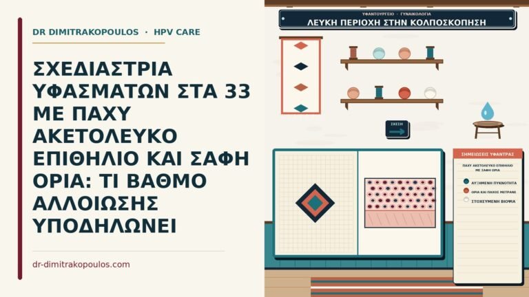 παχύ ακετόλευκο επιθήλιο με σαφή όρια